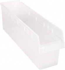 Quantum Storage - 23-5/8" Deep, Clear Polypropylene Hopper Shelf Bin - 8" High x 6-5/8" Wide x 23-5/8" Long - Makers Industrial Supply