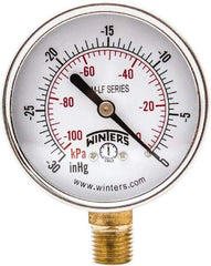 Winters - 2-1/2" Dial, 1/4 Thread, 30" HG Vac Scale Range, Pressure Gauge - Lower Connection Mount, Accurate to 3-2-3% of Scale - Makers Industrial Supply