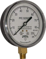 Winters - 3-1/2" Dial, 1/4 Thread, 0-250 Scale Range, Pressure Gauge - Lower Connection Mount, Accurate to 3-2-3% of Scale - Makers Industrial Supply