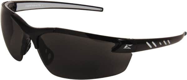 Edge Eyewear - Smoke Lenses, Frameless Safety Glasses - Scratch Resistant, Black Nylon Frame, Size Universal, Wrap Around - Makers Industrial Supply