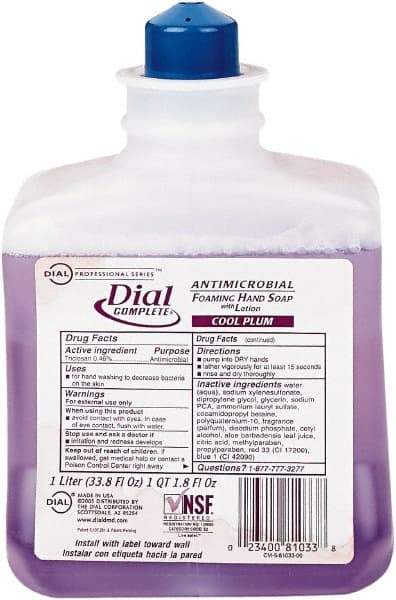 Dial - 1 L Bottle Foam Soap - Purple, Plum Scent - Makers Industrial Supply