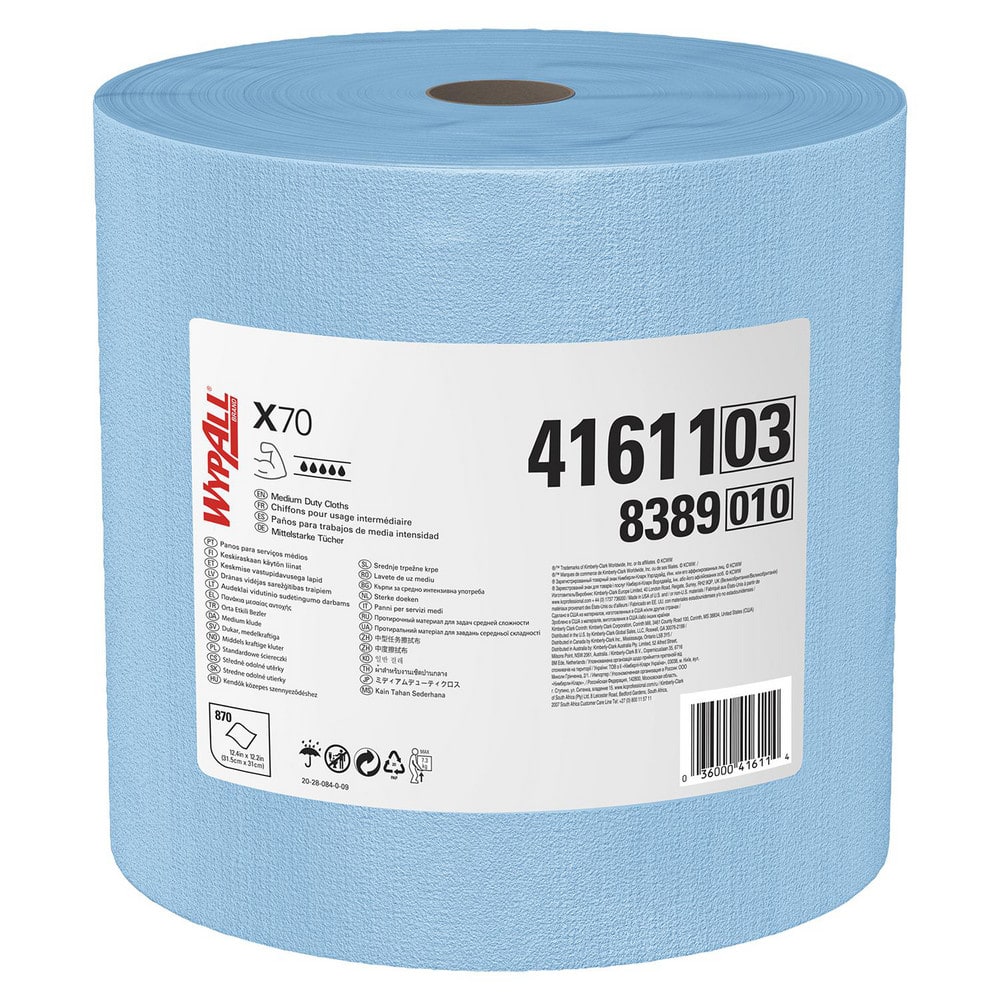 Shop Towel/Industrial Wipes: Dry & X70 Jumbo Roll, 12.4 x 12.2″ Sheet, Blue