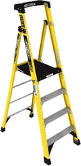 Werner - 4 Steps, 4' High, Type IAA Rating, Fiberglass Step Ladder - 375 Lb Capacity - Makers Industrial Supply