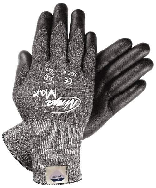 MCR Safety - Size XL (10), ANSI Cut Lvl 3, Nitrile Coated Dyneema/Lycra Cut Resistant Gloves - Palm & Fingers Coated, Knit Wrist, Gray/Black, Paired - Makers Industrial Supply