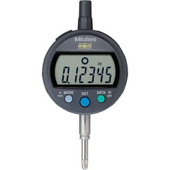 Mitutoyo - 0 to 1/2" Range, 0.00005" Graduation, Electronic Drop Inidicator - Flat Back, 0.00012" Accuracy, LCD Display, Inch & Metric - Makers Industrial Supply