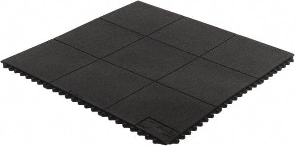 Wearwell - 3' Long x 3' Wide, Dry/Wet Environment, Anti-Fatigue Matting - Black, CFR Rubber with CFR Rubber Base, Straight - Makers Industrial Supply