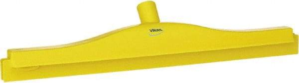 Vikan - 20" Rubber Blade Floor Squeegee - Double Edge, Yellow, Plastic Holder - Makers Industrial Supply