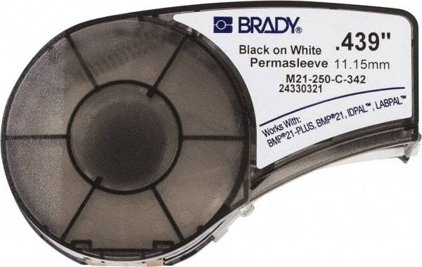 Brady - 0.439" Wide x 84" Long, White Heat Shrinkable Polyolefin Heat Shrink Tubing - For BMP21 Plus Portable Label Printer, IDPAL Handheld Label Maker - Makers Industrial Supply