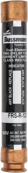 Cooper Bussmann - 300 VDC, 600 VAC, 12 Amp, Time Delay General Purpose Fuse - Fuse Holder Mount, 127mm OAL, 20 at DC, 200 (RMS) kA Rating, 20.6mm Diam - Makers Industrial Supply