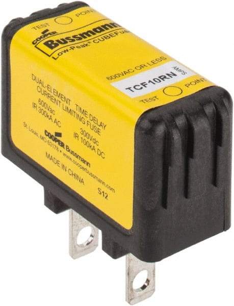 Cooper Bussmann - 300 VDC & 600 VAC, 10 Amp, Time Delay General Purpose Fuse - Plug-in Mount, 47.75mm OAL, 100 at DC, 200 (CSA RMS), 300 (UL RMS) kA Rating - Makers Industrial Supply