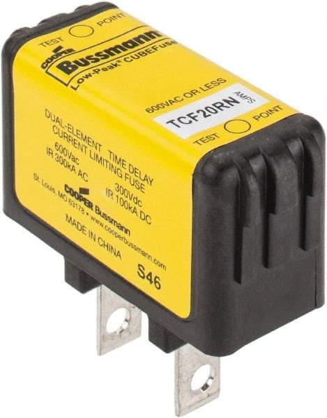 Cooper Bussmann - 300 VDC & 600 VAC, 20 Amp, Time Delay General Purpose Fuse - Plug-in Mount, 47.75mm OAL, 100 at DC, 200 (CSA RMS), 300 (UL RMS) kA Rating - Makers Industrial Supply