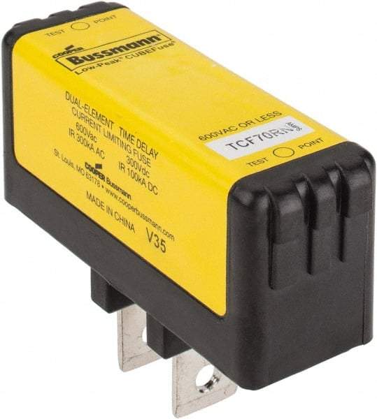 Cooper Bussmann - 300 VDC, 600 VAC, 70 Amp, Time Delay General Purpose Fuse - Plug-in Mount, 76.45mm OAL, 100 at DC, 200 (CSA RMS), 300 (UL RMS) kA Rating - Makers Industrial Supply