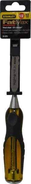 Stanley - 9" OAL x 1/2" Blade Width Wood Chisel - 1/2" Tip, Acetate & Rubber Grip Handle - Makers Industrial Supply