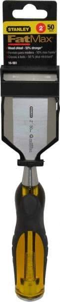 Stanley - 9" OAL x 2" Blade Width Wood Chisel - 2" Tip, Acetate & Rubber Grip Handle - Makers Industrial Supply