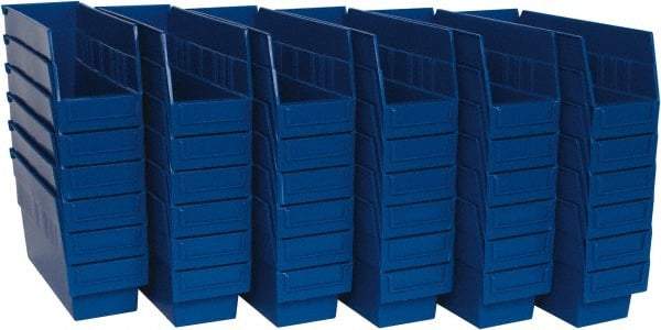 Quantum Storage - 50 Lb. Load Capacity, 11-5/8" Deep, Blue Polypropylene Hopper Shelf Bin - 6" High x 4-1/8" Wide x 11-5/8" Long - Makers Industrial Supply