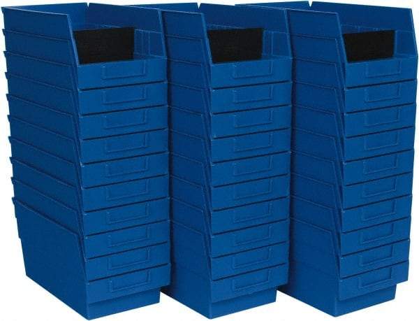 Quantum Storage - 50 Lb. Load Capacity, 11-5/8" Deep, Blue Polypropylene Hopper Shelf Bin - 6" High x 6-5/8" Wide x 11-5/8" Long - Makers Industrial Supply