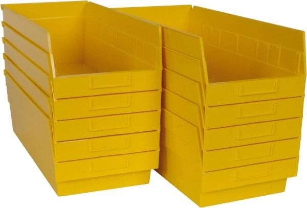 Quantum Storage - 50 Lb. Load Capacity, 17-7/8" Deep, Yellow Polypropylene Hopper Shelf Bin - 6" High x 8-3/8" Wide x 17-7/8" Long - Makers Industrial Supply