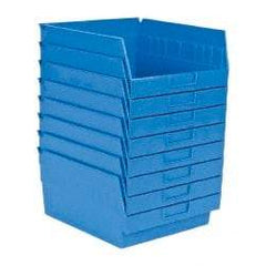 Quantum Storage - 50 Lb. Load Capacity, 11-5/8" Deep, Blue Polypropylene Hopper Shelf Bin - 6" High x 11-1/8" Wide x 11-5/8" Long - Makers Industrial Supply