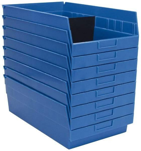 Quantum Storage - 50 Lb. Load Capacity, 17-7/8" Deep, Blue Polypropylene Hopper Shelf Bin - 6" High x 11-1/8" Wide x 17-7/8" Long - Makers Industrial Supply