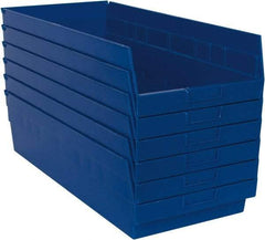 Quantum Storage - 50 Lb. Load Capacity, 23-5/8" Deep, Blue Polypropylene Hopper Shelf Bin - 6" High x 11-1/8" Wide x 23-5/8" Long - Makers Industrial Supply