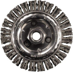 PFERD - 4" OD, 5/8-11 Arbor Hole, Knotted Steel Wheel Brush - 3/16" Face Width, 3/4" Trim Length, 0.02" Filament Diam, 20,000 RPM - Makers Industrial Supply