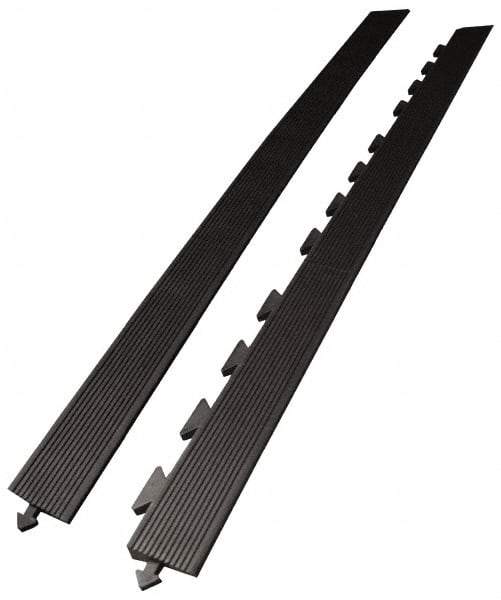 Wearwell - 5' Long x 3' Wide x 5/8" Thick, Anti-Fatigue Modular Matting Ramp Edge - Female, 1 Interlocking Side, Black, For Dry Areas, Series 502 - Makers Industrial Supply