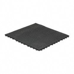 Wearwell - 3' Long x 3' Wide x 5/8" Thick, Anti-Fatigue Modular Matting Tiles - 4 Interlocking Sides, Black, For Dry Areas, Series 502 - Makers Industrial Supply