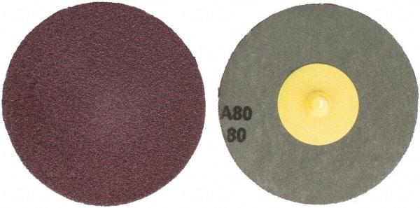 Tru-Maxx - 3" Disc Diam, 80 Grit, Aluminum Oxide Quick Change Disc - Type R Attaching System, Coated, Maroon, Medium Fine Grade - Makers Industrial Supply