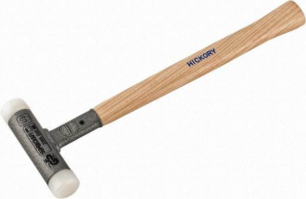 HALDER - 11 oz Head 1" Face Diam Nylon Dead Blow Hammer - 12" OAL, Hickory Handle - Makers Industrial Supply