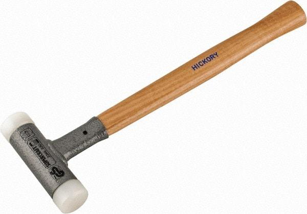 HALDER - 15 oz Head 1-3/16" Face Diam Nylon Dead Blow Hammer - 13" OAL, Hickory Handle - Makers Industrial Supply