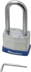 Master Lock - 2" Body Width, 2-1/4" Shackle Clearance, Laminated Steel Zinc Coating Combination Lock - 5/16" Shackle Diam, 15/16" Shackle Width - Makers Industrial Supply