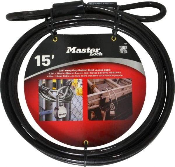 Master Lock - 15' Long Heavy Duty Cable - 3/8" Diam - Makers Industrial Supply