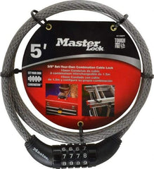 Master Lock - 5' Long Combination Cable Lock - 3/8" Diam - Makers Industrial Supply