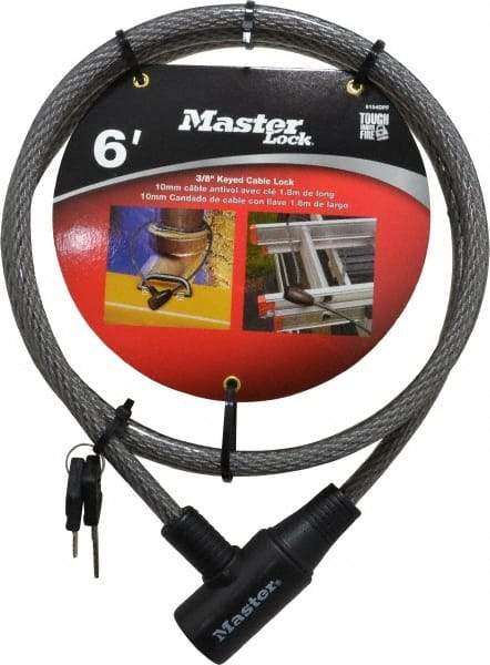 Master Lock - 6' Long Keyed Different Cable Lock - 3/8" Diam, Keyed Different - Makers Industrial Supply