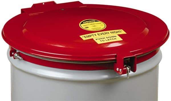 Justrite - 55 Gal, Steel Drum Cover - Hinged Self-Closing Drum Cover - Makers Industrial Supply