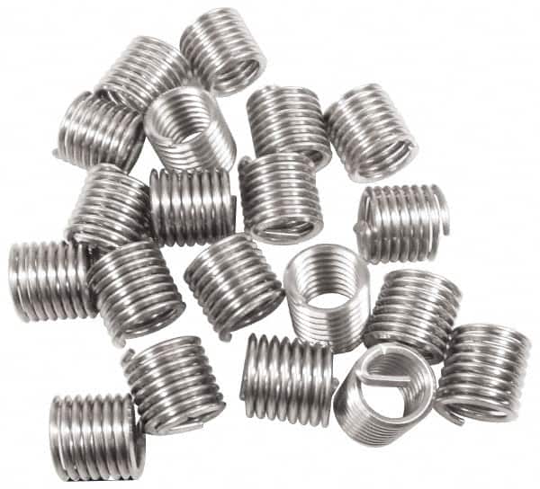 Recoil - #8-36 UNF, 0.246" OAL, Free Running Helical Insert - 6-1/2 Free Coils, Tanged, Stainless Steel, Bright Finish, 1-1/2D Insert Length - Exact Industrial Supply