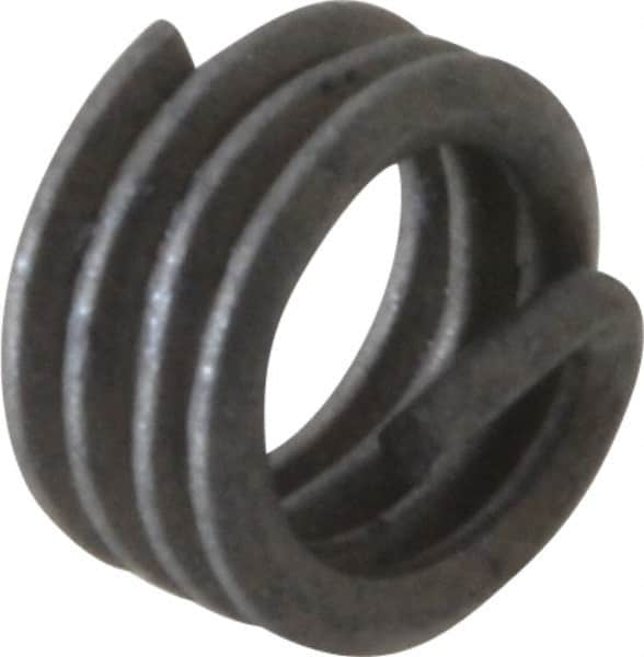 Recoil - 100 Inserts, #8-32 UNF, 1D, Stainless Steel Screw Locking Insert - 3-1/2 Free Coils, 0.164 Inch Overall Length, 0.205 to 0.22 Inch Outside Diameter, with Tang, Dry Film Lubricant - Exact Industrial Supply