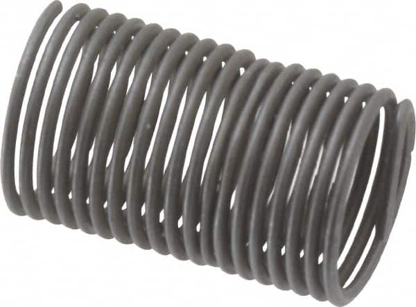 Recoil - 100 Inserts, 3/8-24 UNF, 2-1/2D, Stainless Steel Screw Locking Insert - 11 Free Coils, 15/16 Inch Overall Length, 0.448 to 0.468 Inch Outside Diameter, with Tang, Dry Film Lubricant - Exact Industrial Supply