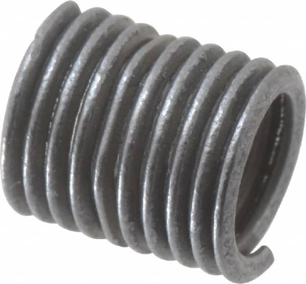 Recoil - 100 Inserts, #10-32 UNC, 2D, Stainless Steel Screw Locking Insert - 9-1/2 Free Coils, 0.38 Inch Overall Length, 0.236 to 0.256 Inch Outside Diameter, with Tang, Dry Film Lubricant - Exact Industrial Supply