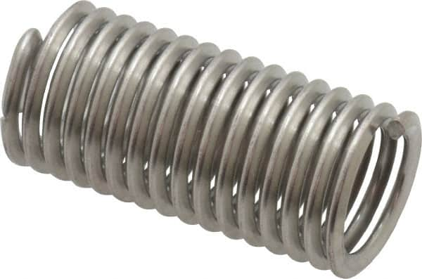 Recoil - 3/8-16 UNC, 1-1/8" OAL, Free Running Helical Insert - 15-3/4 Free Coils, Tanged, Stainless Steel, Bright Finish, 3D Insert Length - Makers Industrial Supply