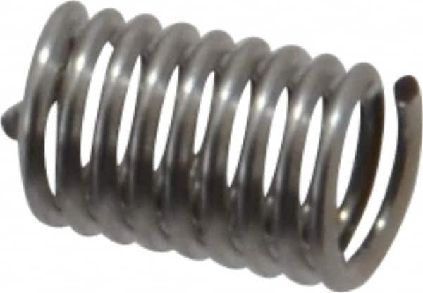 Recoil - #4-40 UNC, 0.28" OAL, Free Running Helical Insert - 8-7/8 Free Coils, Tanged, Stainless Steel, Bright Finish, 2-1/2D Insert Length - Makers Industrial Supply