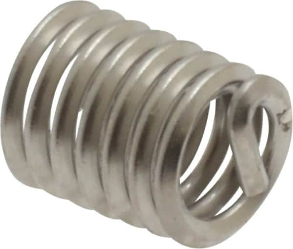 Recoil - #10-24 UNC, 0.38" OAL, Free Running Helical Insert - 7-1/8 Free Coils, Tanged, Stainless Steel, Bright Finish, 2D Insert Length - Makers Industrial Supply