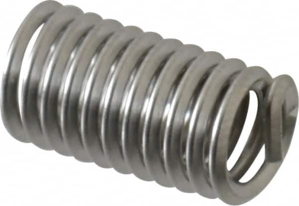 Recoil - #10-24 UNC, 0.57" OAL, Free Running Helical Insert - 11-3/8 Free Coils, Tanged, Stainless Steel, Bright Finish, 3D Insert Length - Makers Industrial Supply