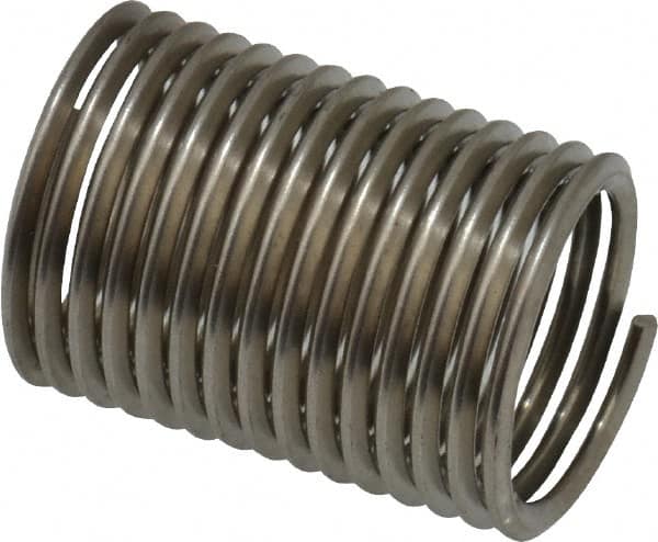 Recoil - 7/16-20 UNF, 7/8" OAL, Free Running Helical Insert - 14-5/8 Free Coils, Tanged, Stainless Steel, Bright Finish, 2D Insert Length - Makers Industrial Supply