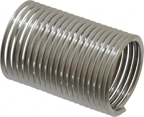 Recoil - 5/8-18 UNF, 1-1/4" OAL, Free Running Helical Insert - 19-1/4 Free Coils, Tanged, Stainless Steel, Bright Finish, 2D Insert Length - Makers Industrial Supply