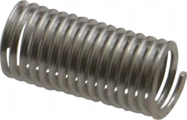 Recoil - #10-32 UNF, 0.57" OAL, Free Running Helical Insert - 14-7/8 Free Coils, Tanged, Stainless Steel, Bright Finish, 3D Insert Length - Makers Industrial Supply