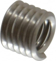 Recoil - 1/4-20 UNC, 3/8" OAL, Free Running Helical Insert - 5-3/4 Free Coils, Tanged, Stainless Steel, 1-1/2D Insert Length - Makers Industrial Supply