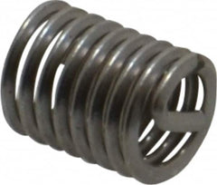 Recoil - #8-32 UNF, 0.328" OAL, Free Running Helical Insert - 8-3/8 Free Coils, Tanged, Stainless Steel, 2D Insert Length - Exact Industrial Supply