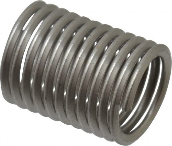 Recoil - 1/4-28 UNC, 1/2" OAL, Free Running Helical Insert - 11-3/8 Free Coils, Tanged, Stainless Steel, 2D Insert Length - Makers Industrial Supply