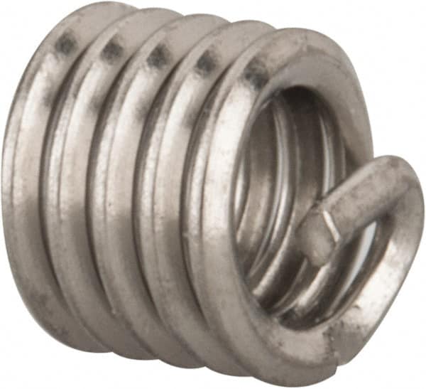 Recoil - #6-32 UNC, 0.207" OAL, Free Running Helical Insert - 4-3/4 Free Coils, Tanged, Stainless Steel, 1-1/2D Insert Length - Exact Industrial Supply